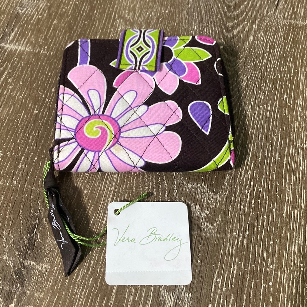 Vera Bradley Mini Zip Wallet Purple Punch NWT